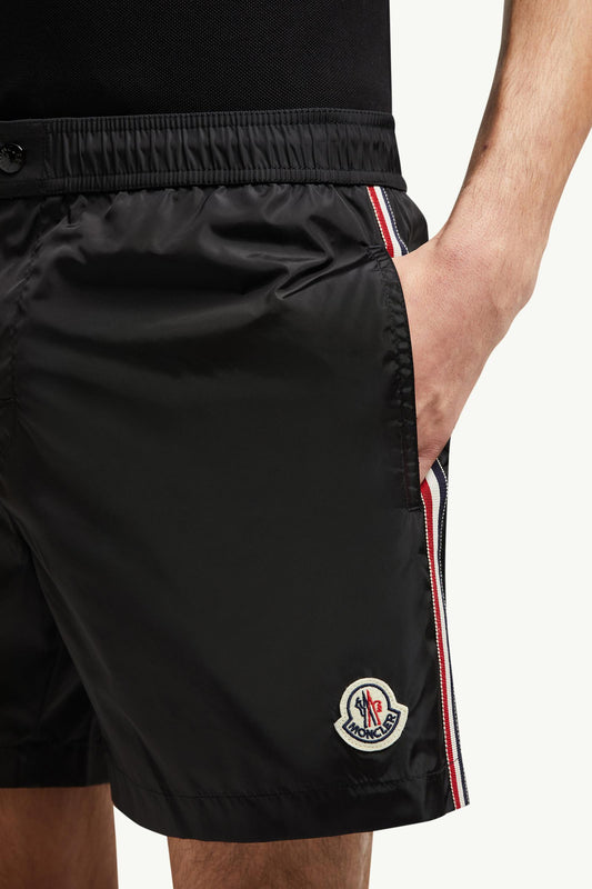 Tricolour-Trimmed Swim Shorts