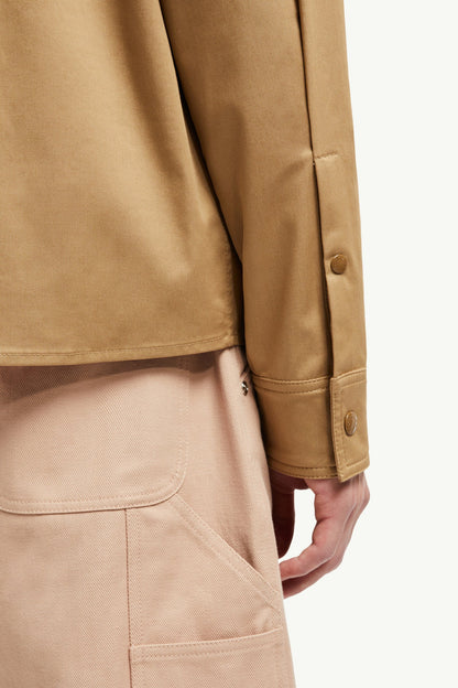 Cotton Gabardine Zip-Up Shirt Jacket