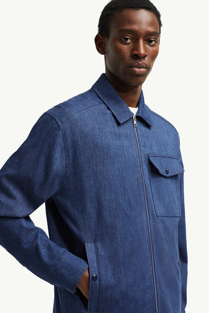 Denim Long Sleeve Zip-Up Shirt
