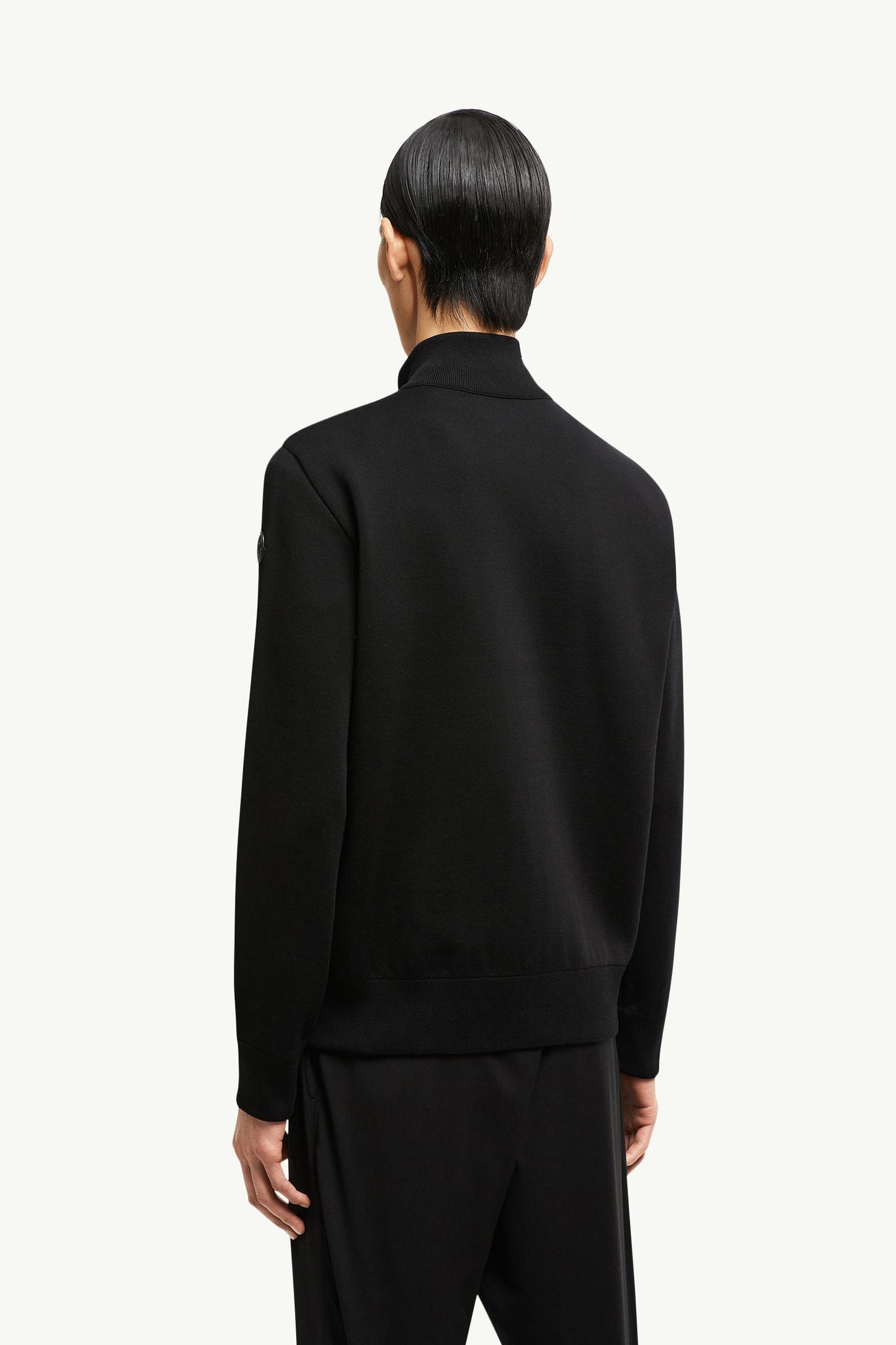 Padded Crepe Cotton Zip-Up Cardigan