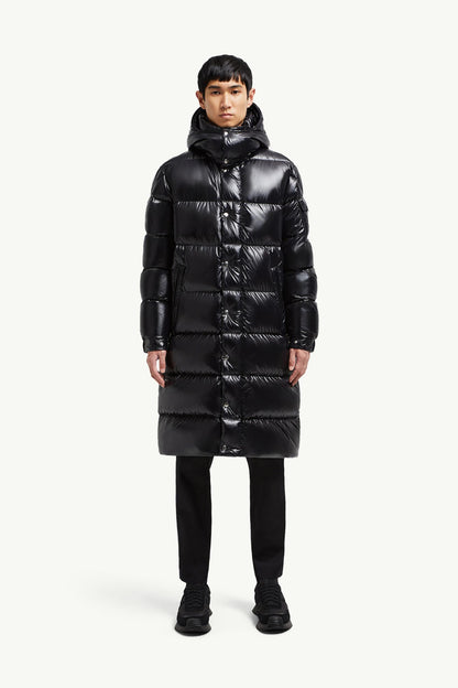Hanoverian Hooded Square-Quilted Long Down Jacket