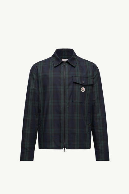 Checked Cotton Gabardine Long Sleeve Shirt